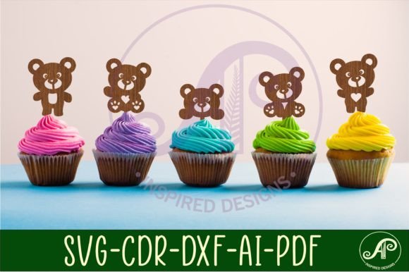 Download Teddy Bear Cupcake Toppers 5 Designs SVG - Teddy bear Collection