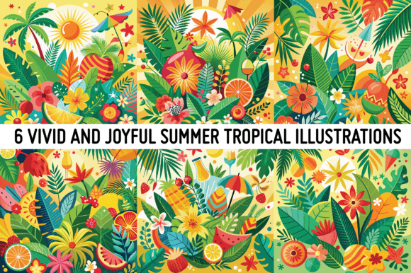 Download 6 Joyful Summer Tropical Illustrations - Tropical illustrations Collection
