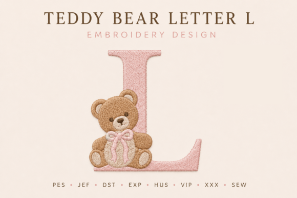 Download Teddy Bear Letter L Embroidery Design - Teddy bear Collection