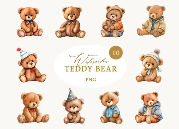 Download Watercolor Teddy Bear Baby Shower Set - Teddy bear Collection