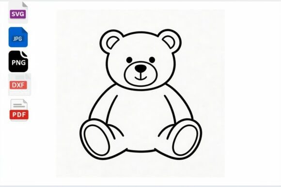 Download Cute Teddy Bear Outline SVG DXF PNG - Teddy bear Collection