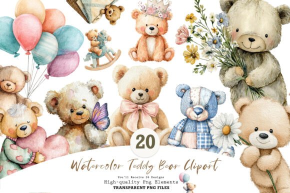Download Watercolor Teddy Bear Clipart - Teddy bear Collection