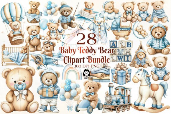 Download Blue Baby Teddy Bear Watercolor Clipart - Teddy bear Collection