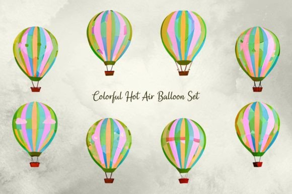 Download Colorful Hot Air Balloon Set - Premium Resources